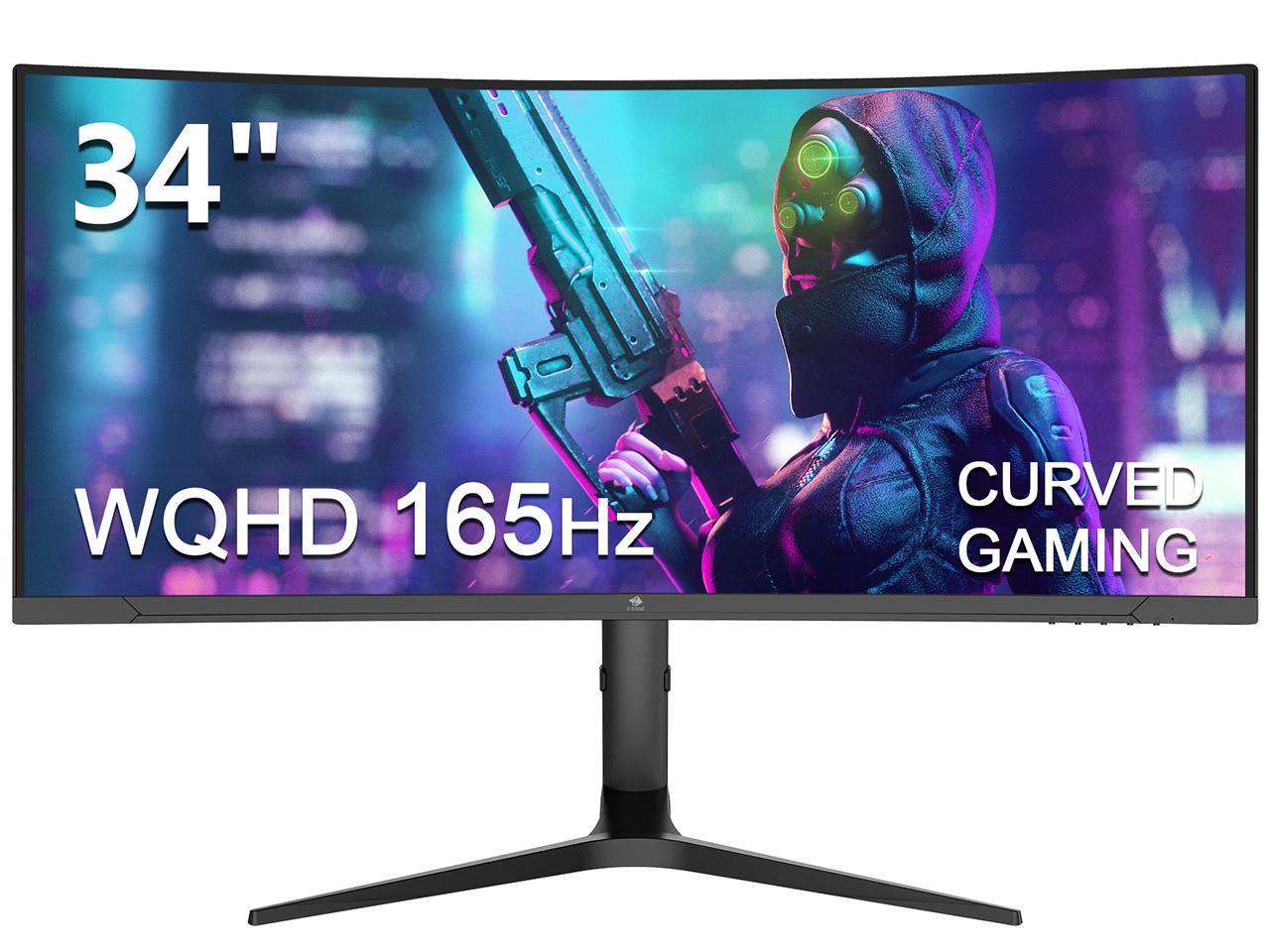 Z-EDGE UG34 34" Ultrawide 2K Curved Gaming Monitor with 165Hz Refresh Rate, AMD Freesync