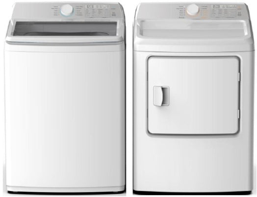 Elisii Top Load Washer & Dryer Set: Model# DTLAW4410WHT/DTLED7010WHT