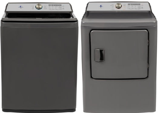 Elisii Top Load Washer & Dryer Set: Model# DTLAW4410GRY/DTLED7010GRY