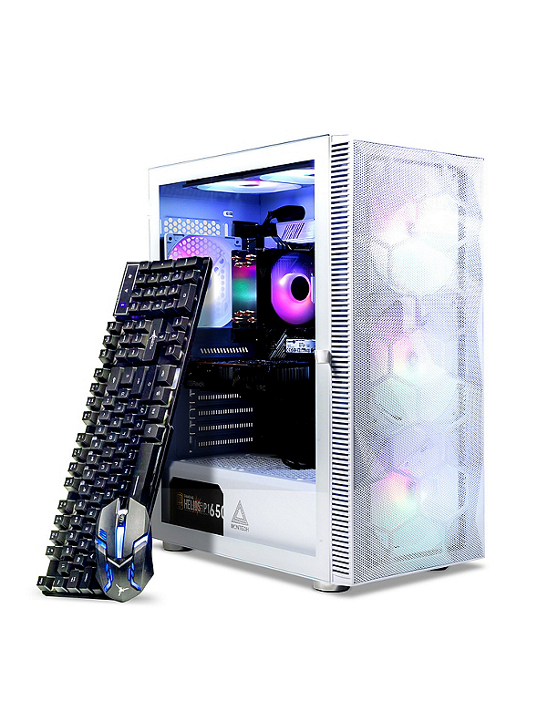 Skytech Storm White Gaming Tower ¥ AMD Ryzenª 5 5600G 3.9 GHz (Max Turbo 4.4 GHz) ¥ 16GB DDR4 RAM ¥ 1TB Solid State Drive ¥ Intel¨ Arcª A380 Graphics (6GB GDDR6)