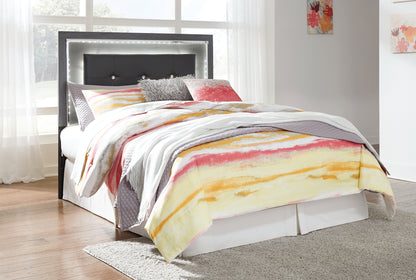 Lodanna  Upholstered Panel Headboard Bed With Mirrored Dresser, Chest And Nightstand