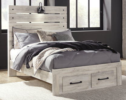 Cambeck  Panel Bed With 2 Storage Drawers With Mirrored Dresser