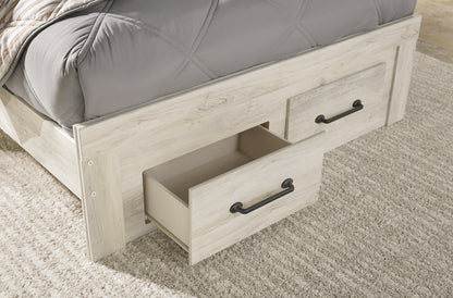Cambeck  Panel Bed With 4 Storage Drawers With Mirrored Dresser, Chest And Nightstand