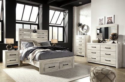 Cambeck  Panel Bed With 4 Storage Drawers With Mirrored Dresser, Chest And Nightstand