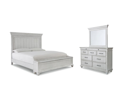 Kanwyn  Panel Bed With Storage With Mirrored Dresser