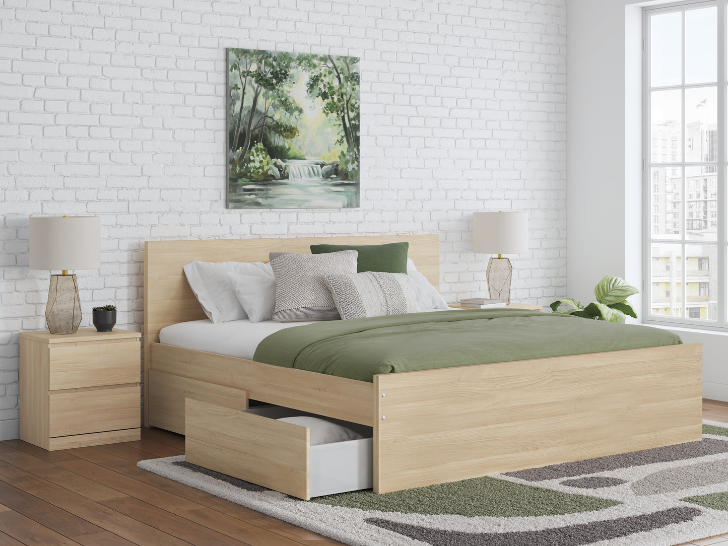 Onita  Panel Platform Bed With 1 Side Storage