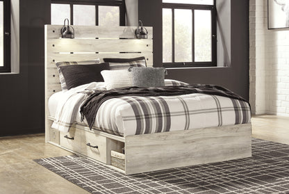 Cambeck  Panel Bed With 4 Storage Drawers With Mirrored Dresser