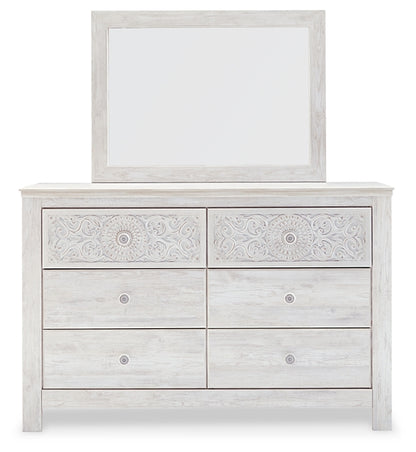 Paxberry  Panel Bed With Mirrored Dresser