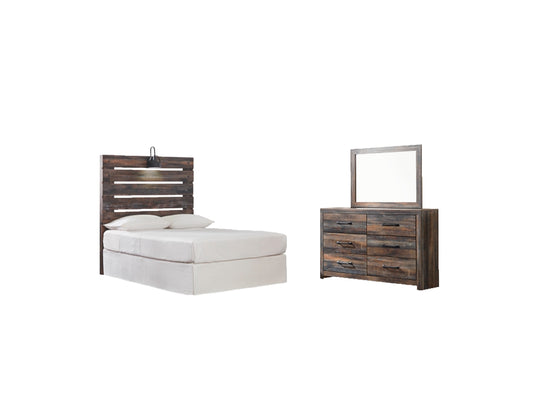 Drystan  Panel Headboard Bed With Mirrored Dresser