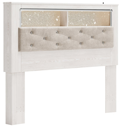 Altyra  Bookcase Headboard Bed With Mirrored Dresser
