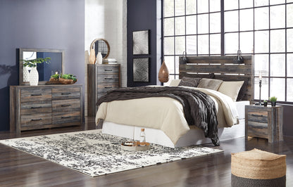Drystan  Panel Headboard Bed With Mirrored Dresser, Chest And Nightstand