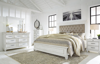 Kanwyn  Panel Bed With Mirrored Dresser, Chest And Nightstand