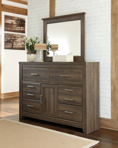 Juararo  Panel Headboard Bed With Mirrored Dresser, Chest And Nightstand