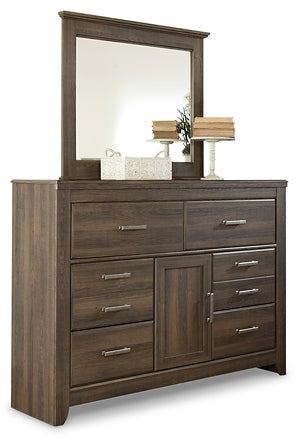 Juararo /California King Panel Headboard Bed With Mirrored Dresser