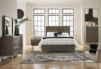 Arkenton  Panel Bed With Mirrored Dresser, Chest And Nightstand