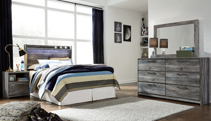 Baystorm  Panel Headboard With Mirrored Dresser And Nightstand