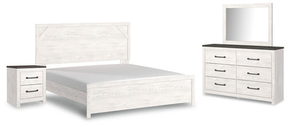 Gerridan  Panel Bed With Mirrored Dresser And Nightstand