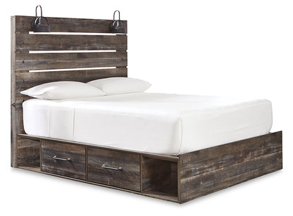 Drystan  Panel Bed With 2 Storage Drawers With Mirrored Dresser And Nightstand