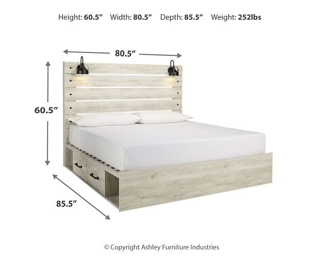 Cambeck  Panel Bed With 2 Storage Drawers With Mirrored Dresser And Nightstand