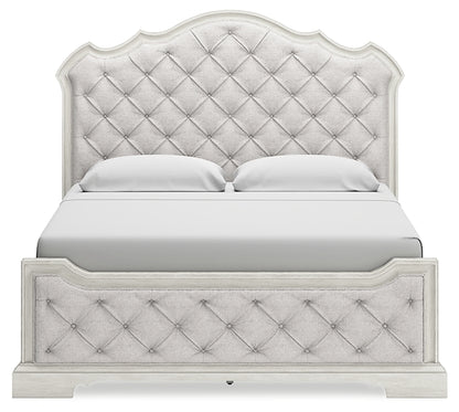 Arlendyne California  Upholstered Bed With Mirrored Dresser And Nightstand