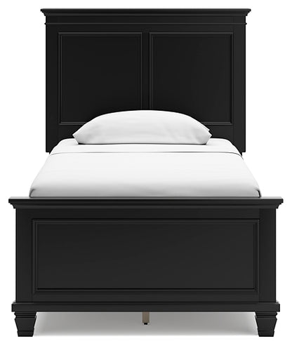 Lanolee  Panel Bed With Mirrored Dresser, Chest And Nightstand