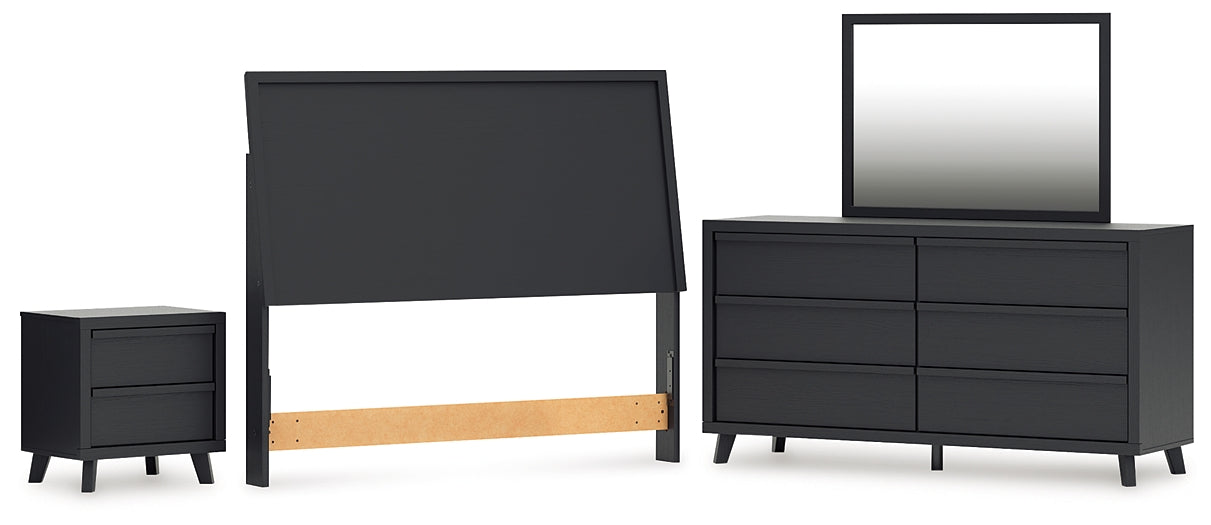 Danziar  Panel Headboard With Mirrored Dresser And Nightstand