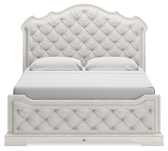 Arlendyne  Upholstered Bed With Mirrored Dresser And Nightstand