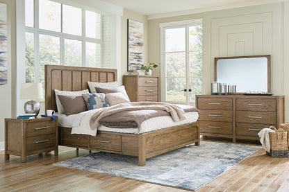 Cabalynn California  Panel Bed With Storage With Mirrored Dresser
