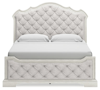 Arlendyne  Upholstered Bed With Mirrored Dresser, Chest And Nightstand