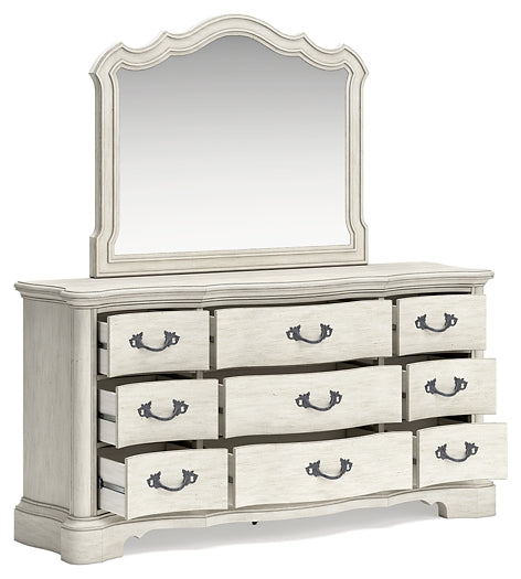 Arlendyne California  Upholstered Bed With Mirrored Dresser