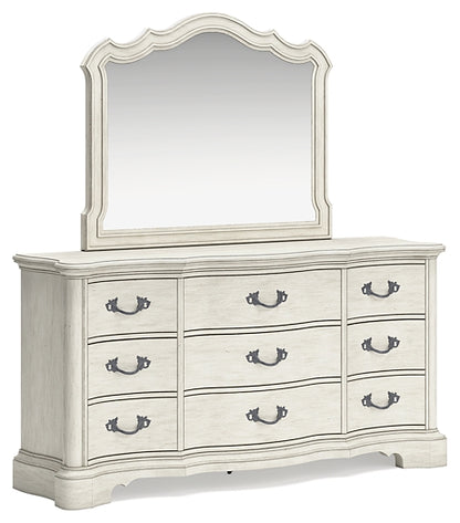 Arlendyne California  Upholstered Bed With Mirrored Dresser