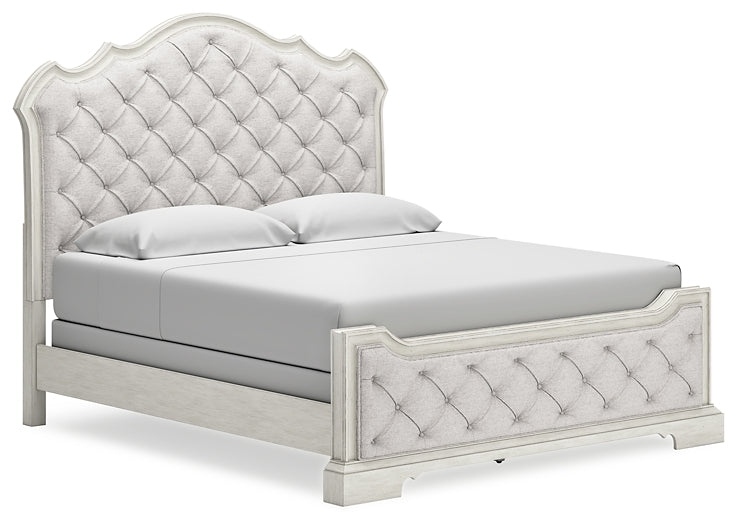 Arlendyne California  Upholstered Bed With Mirrored Dresser
