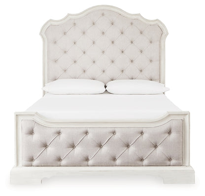 Arlendyne  Upholstered Bed With Mirrored Dresser, Chest And Nightstand