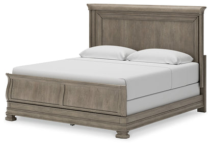 Lexorne California  Sleigh Bed With Mirrored Dresser