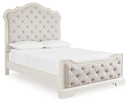 Arlendyne  Upholstered Bed With Mirrored Dresser And Nightstand