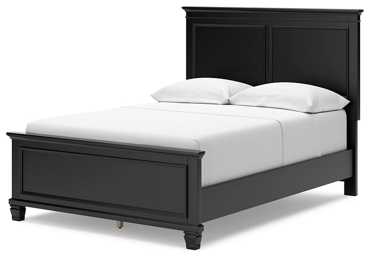 Lanolee  Panel Bed With Mirrored Dresser, Chest And Nightstand