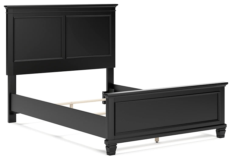 Lanolee  Panel Bed With Mirrored Dresser, Chest And Nightstand
