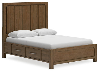 Cabalynn  Panel Bed With Storage With Mirrored Dresser