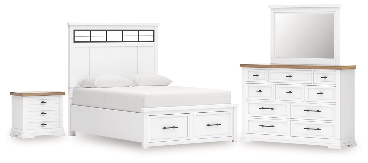 Ashbryn  Panel Storage Bed With Mirrored Dresser And Nightstand