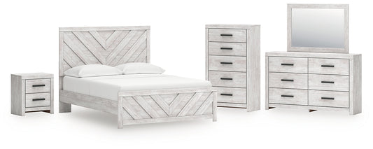 Cayboni  Panel Bed With Mirrored Dresser, Chest And Nightstand