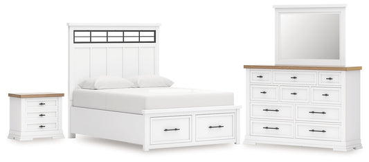 Ashbryn  Panel Storage Bed With Mirrored Dresser And Nightstand