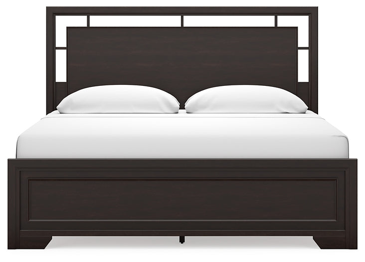 Covetown  Panel Bed With Mirrored Dresser, Chest And Nightstand