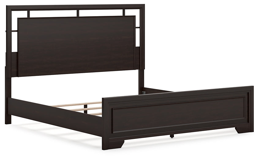 Covetown  Panel Bed With Mirrored Dresser, Chest And Nightstand