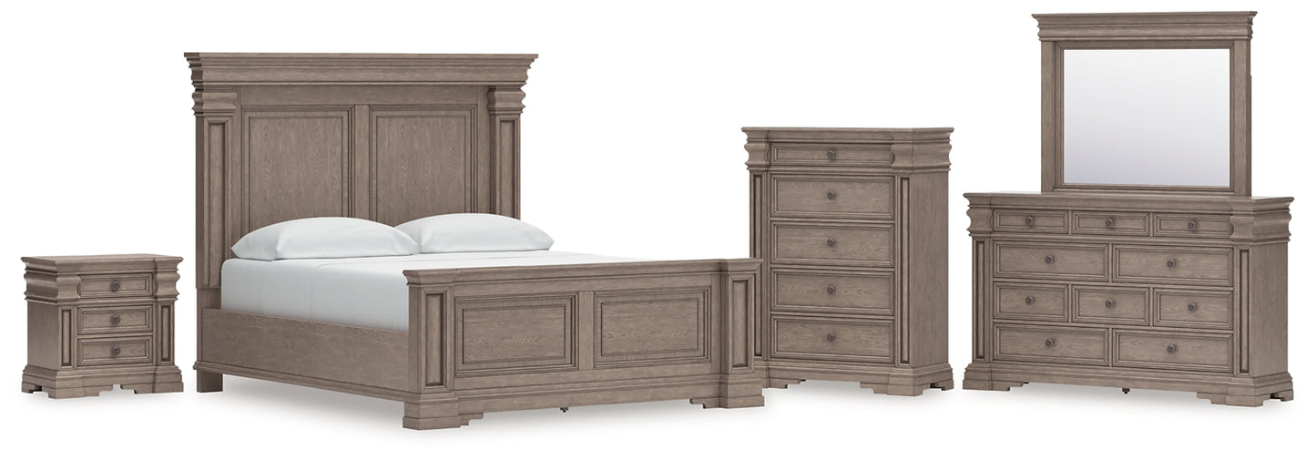 Blairhurst California  Panel Bed With Mirrored Dresser, Chest And Nightstand