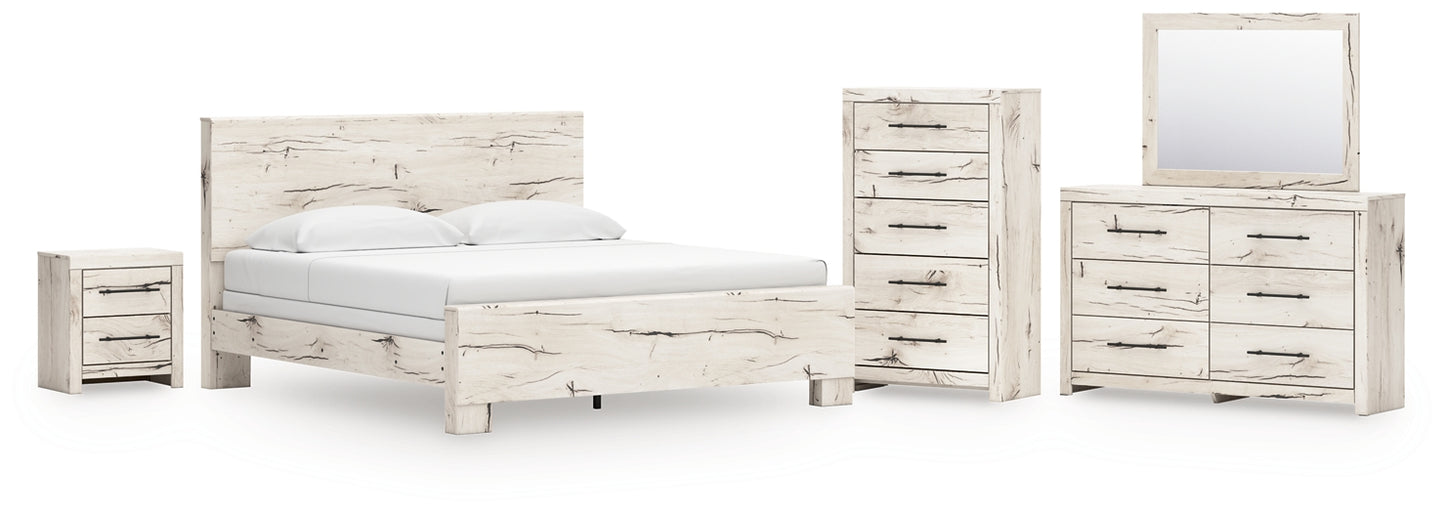 Lawroy  Panel Bed With Mirrored Dresser, Chest And Nightstand
