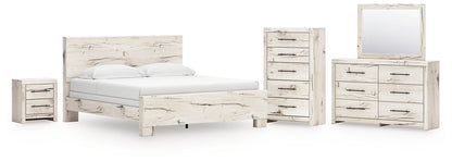 Lawroy  Panel Bed With Mirrored Dresser, Chest And Nightstand