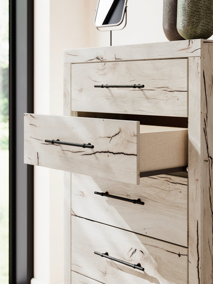 Lawroy  Panel Bed With Mirrored Dresser, Chest And Nightstand