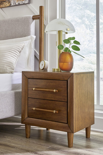 Lyncott  Upholstered Bed With Mirrored Dresser, Chest And Nightstand