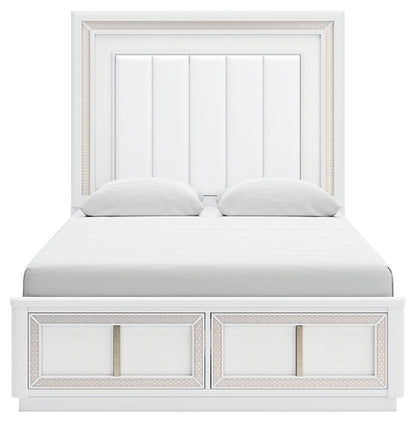 Chalanna  Upholstered Storage Bed With Mirrored Dresser, Chest And Nightstand