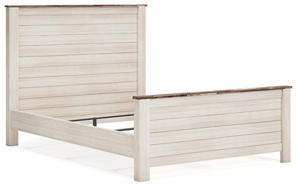 Willowton  Panel Bed With Mirrored Dresser And Nightstand